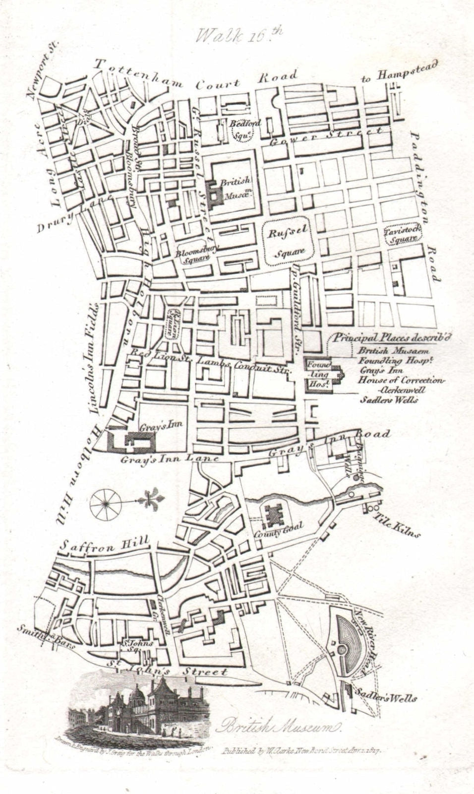 Bloomsbury Clerkenwell Farringdon Seven Dials Russell Square Gray's Inn 1817 map